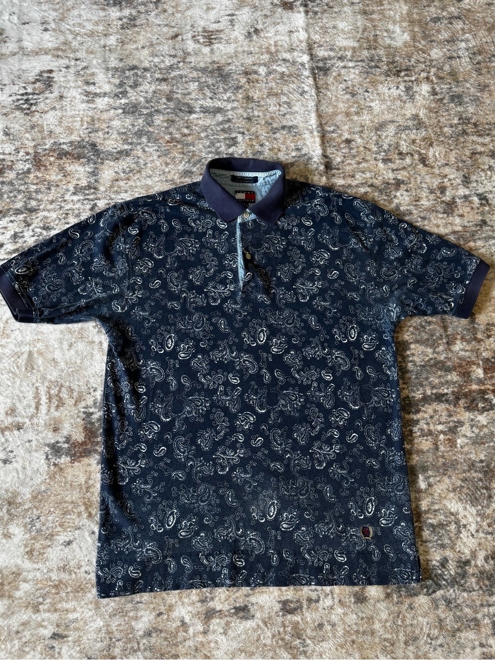 Tommy Hilfiger Navy Paisley Short Sleeve Polo